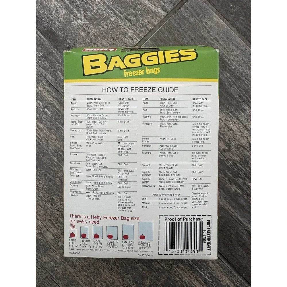 4 Vintage Hefty Baggies Freezer Bags w/twist Ties NOS 200 Bags Total‎ Sealed